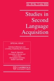 Studies in second language acquisition.