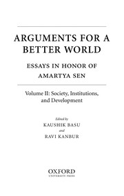 Arguments for a better world essays in honor of Amartya Sen