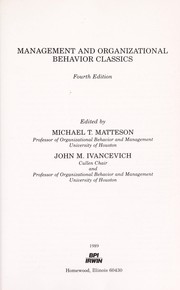 Management and organizational behavior classics