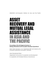 Asset recovery and mutual legal assistance in Asia and the Pacific proceedings of the 6th regional seminar on making international anti-corruption standards operational, held in Bali, Indonesia, on 5-7 September 2007 and hosted by the Corruption Eradication Commission, Indonesia