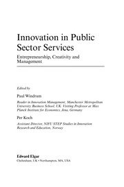 Innovation in public sector services entrepreneurship, creativity and management