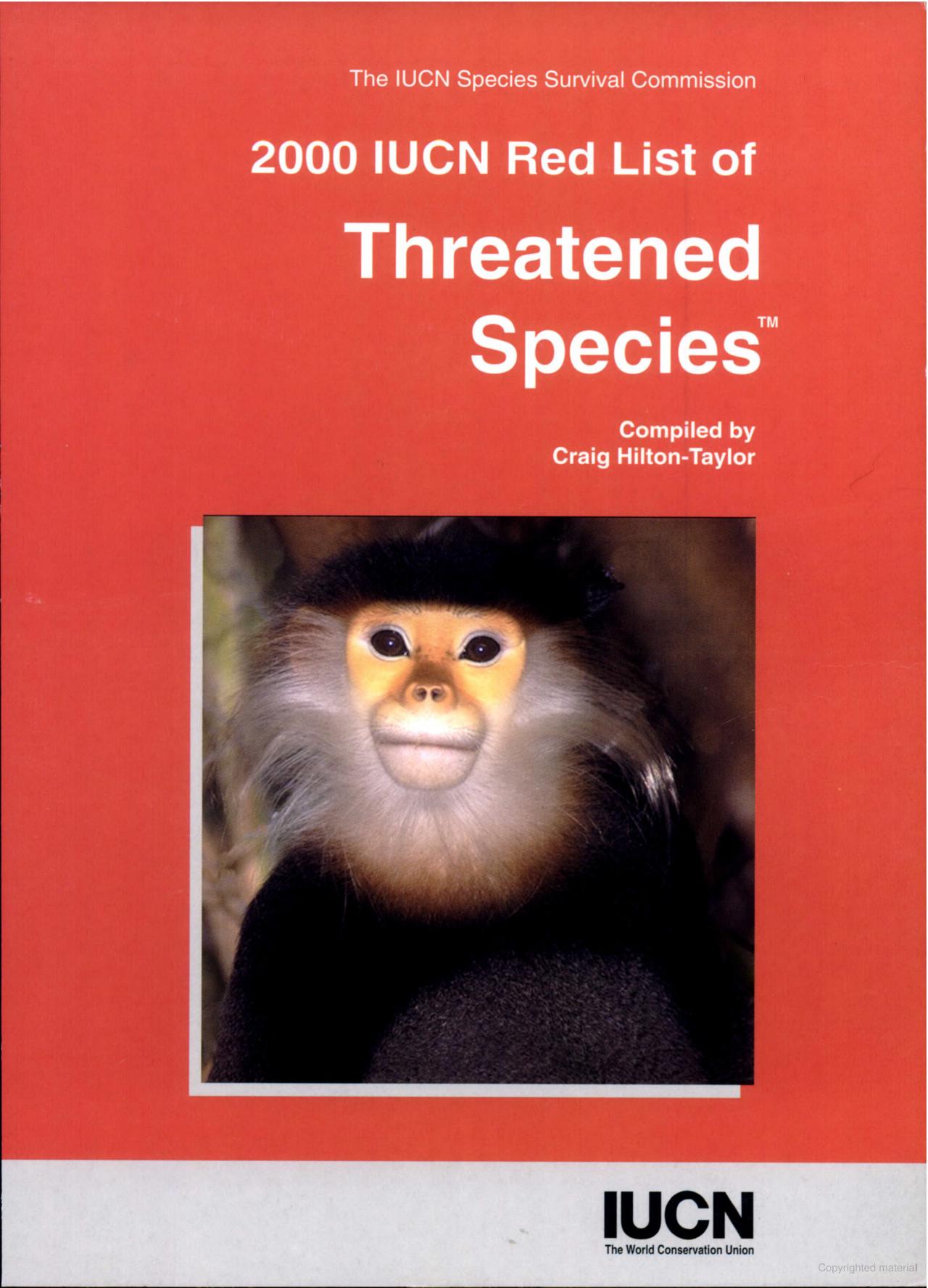 2000 IUCN red list of threatened species