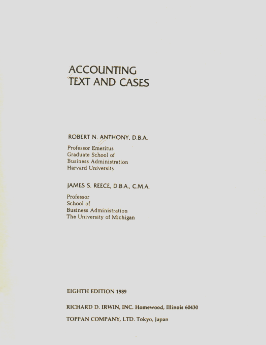 Accounting text and cases.