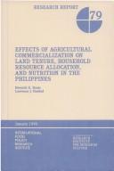 Effects of agricultural commercialization on land tenure, household resource allocation, and nutrition in the Philippines