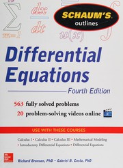 Schaum's outline of differential equations Richard Bronson, Gabriel B. Costa.