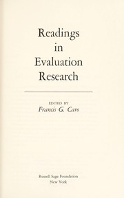 Readings in evaluation research