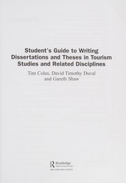 Student's guide to writing dissertations and theses in tourism studies and related disciplines