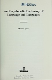 An encyclopedic dictionary of language and languages