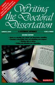 Writing the doctoral dissertation a systematic approach