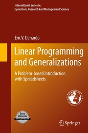 Linear Programming and Generalizations A Problem-based Introduction with Spreadsheets