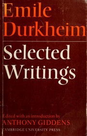 Emile Durkheim selected writings