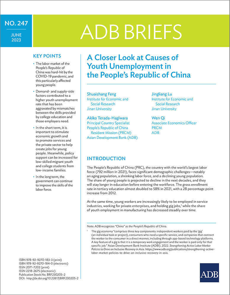 A closer look at causes of youth unemployment in the People’s Republic of China