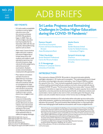 Sri Lanka progress and remaining challenges in online higher education during the COVID-19 Pandemic