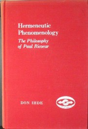 Hermeneutic phenomenology the philosophy of Paul Ricoeur