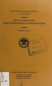 The dollar and the policy-performance-confidence mix