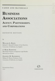 Business associations agency, partnerships, and corporations : cases and materials