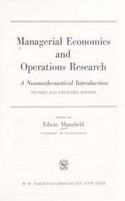 Managerial economics and operations research a nonmathematical introduction.