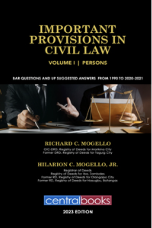 Important provisions in civil law bar questions and UP suggested answers from 1990 to 2020-2021