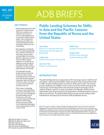 Public lending schemes for SMEs in Asia and the Pacific lessons from the Republic of Korea and the United States