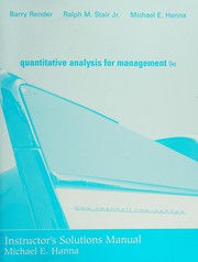 Quantitative analysis for management instructor's solutions manual to accompany ...