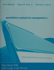 Quantitative analysis for management test item file to accompany ...