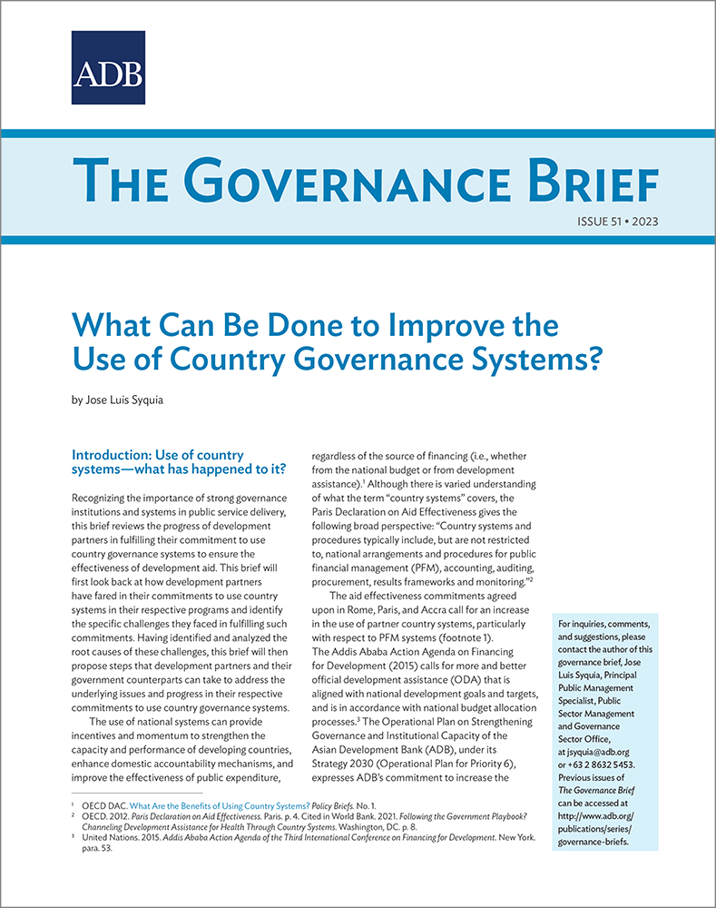 What can be done to improve the use of country governance systems?
