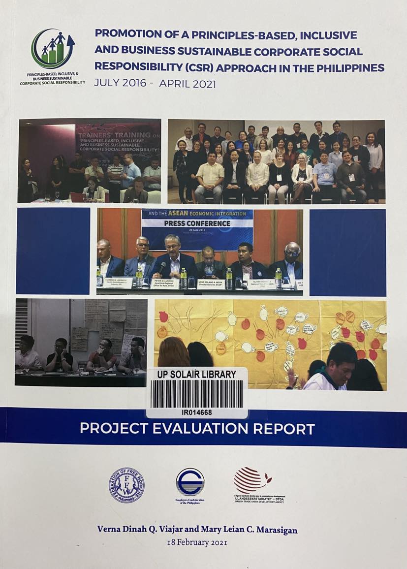 Promotion of a Principles-Based, Inclusive and Business Sustainable Corporate Social Responsibility (CRS) approach in the Philippines, July 2016-April 2021 Project evaluation report