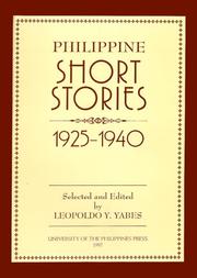 Philippine short stories, 1925-1940